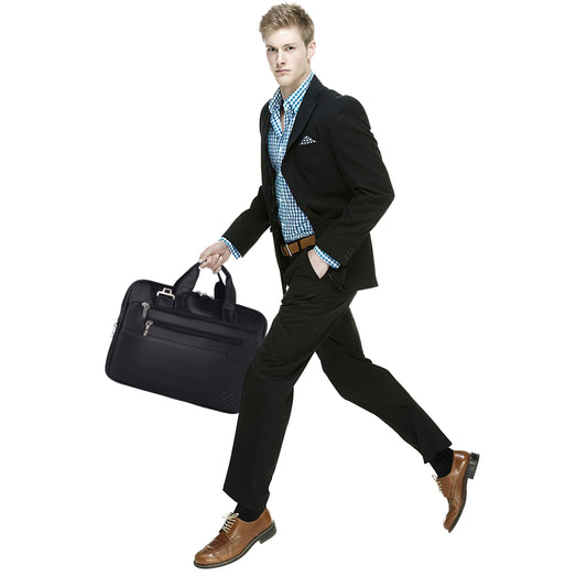 Pulse Premium Leather Laptop Bag for Men – 15.6 Inch Office Messenger Bag with Adjustable Shoulder Strap, Multiple Compartments, Business Laptop Briefcase for Work & Travel