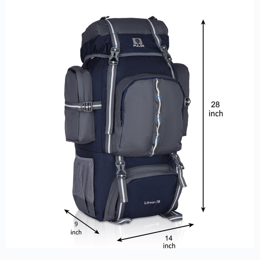 Pulse 75 Litre Trekking Backpack | Large Capacity Hiking & Camping Bag with Hip Belt, Padded Back Support & Water Bottle Pocket | Travel & Mountaineering Backpack