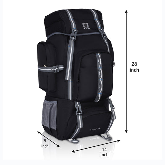 Pulse 75 Litre Trekking Backpack | Large Capacity Hiking & Camping Bag with Hip Belt, Padded Back Support & Water Bottle Pocket | Travel & Mountaineering Backpack