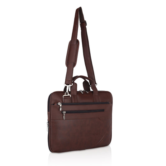 Pulse Premium Leather Laptop Bag for Men – 15.6 Inch Office Messenger Bag with Adjustable Shoulder Strap, Multiple Compartments, Business Laptop Briefcase for Work & Travel