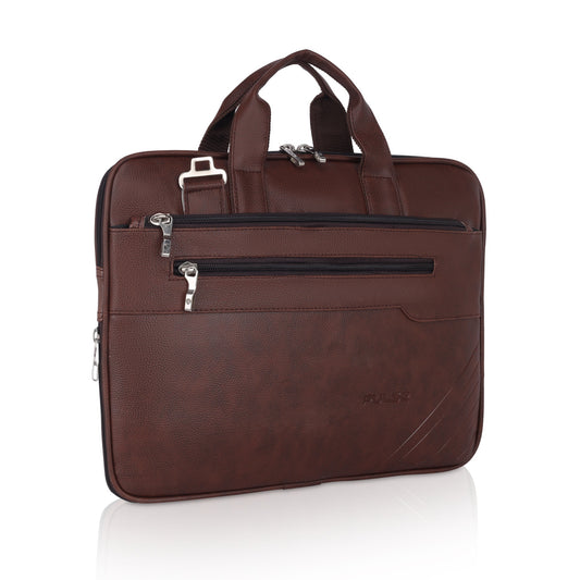 Pulse Premium Leather Laptop Bag for Men – 15.6 Inch Office Messenger Bag with Adjustable Shoulder Strap, Multiple Compartments, Business Laptop Briefcase for Work & Travel