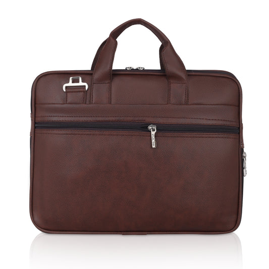 Pulse Premium Leather Laptop Bag for Men – 15.6 Inch Office Messenger Bag with Adjustable Shoulder Strap, Multiple Compartments, Business Laptop Briefcase for Work & Travel