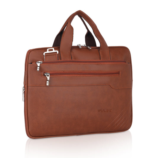Pulse Premium Leather Laptop Bag for Men – 15.6 Inch Office Messenger Bag with Adjustable Shoulder Strap, Multiple Compartments, Business Laptop Briefcase for Work & Travel