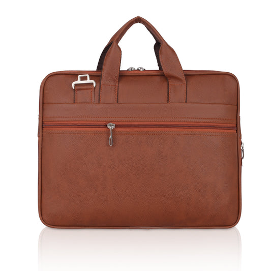 Pulse Premium Leather Laptop Bag for Men – 15.6 Inch Office Messenger Bag with Adjustable Shoulder Strap, Multiple Compartments, Business Laptop Briefcase for Work & Travel