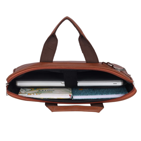 Pulse Premium Leather Laptop Bag for Men – 15.6 Inch Office Messenger Bag with Adjustable Shoulder Strap, Multiple Compartments, Business Laptop Briefcase for Work & Travel