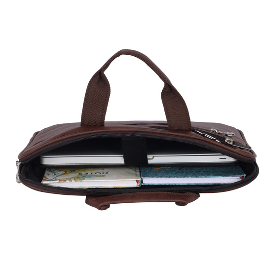 Pulse Premium Leather Laptop Bag for Men – 15.6 Inch Office Messenger Bag with Adjustable Shoulder Strap, Multiple Compartments, Business Laptop Briefcase for Work & Travel