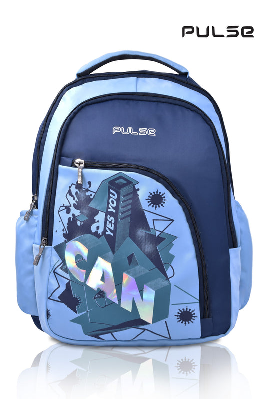 Pulse Water Resistant Backpack for Men & Women | 18 Inch School & College Bag | Stylish Printed Travel Backpack with Dual Zipper, Bottle Pocket & Multiple Compartments