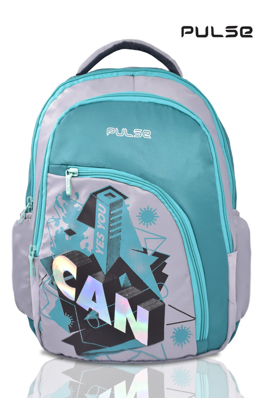 Pulse Water Resistant Backpack for Men & Women | 18 Inch School & College Bag | Stylish Printed Travel Backpack with Dual Zipper, Bottle Pocket & Multiple Compartments