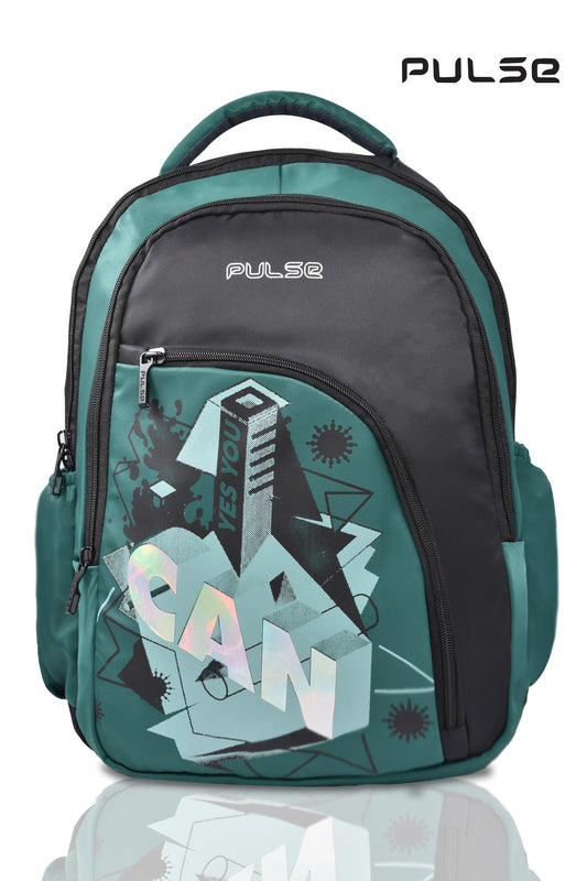 Pulse Water Resistant Backpack for Men & Women | 18 Inch School & College Bag | Stylish Printed Travel Backpack with Dual Zipper, Bottle Pocket & Multiple Compartments