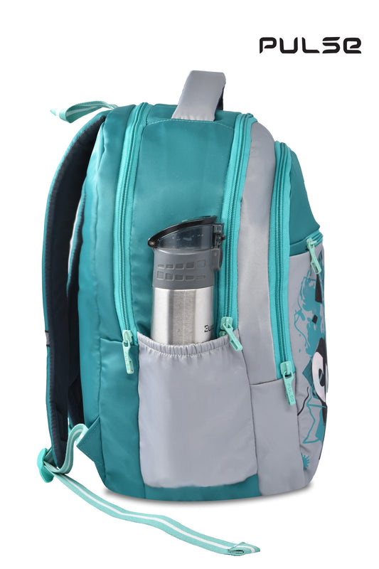 Pulse Water Resistant Backpack for Men & Women | 18 Inch School & College Bag | Stylish Printed Travel Backpack with Dual Zipper, Bottle Pocket & Multiple Compartments