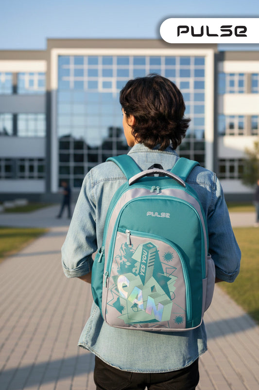 Pulse Water Resistant Backpack for Men & Women | 18 Inch School & College Bag | Stylish Printed Travel Backpack with Dual Zipper, Bottle Pocket & Multiple Compartments