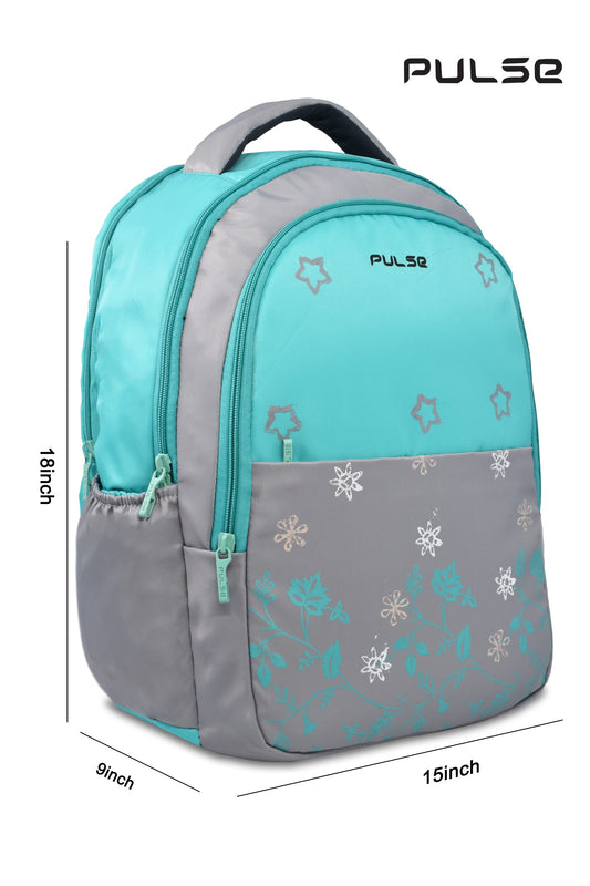 Pulse 18 Inch Girls School Backpack | Floral Pink Kids School Bag with Dual Zipper, Bottle Pocket & Adjustable Straps | Lightweight Travel & Tuition Backpack