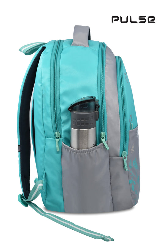 Pulse 18 Inch Girls School Backpack | Floral Pink Kids School Bag with Dual Zipper, Bottle Pocket & Adjustable Straps | Lightweight Travel & Tuition Backpack