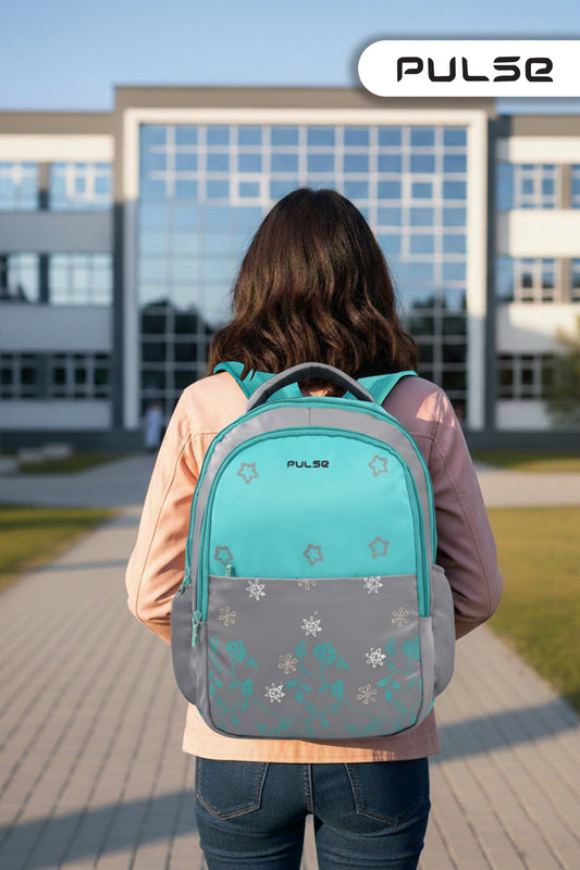 Pulse 18 Inch Girls School Backpack | Floral Pink Kids School Bag with Dual Zipper, Bottle Pocket & Adjustable Straps | Lightweight Travel & Tuition Backpack