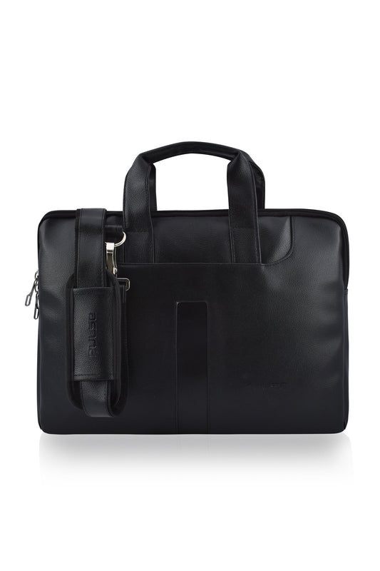 Pulse Premium Black Laptop Bag for Men – 16 Inch Business Messenger Briefcase with Adjustable Shoulder Strap, Trolley Sleeve & Laptop Compartment for Office & Travel