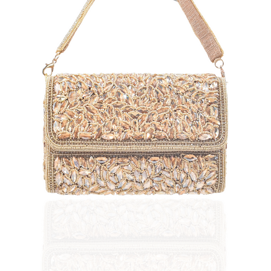 Golden Luxe Beaded Clutch MN - 1704 - Pulse Bags