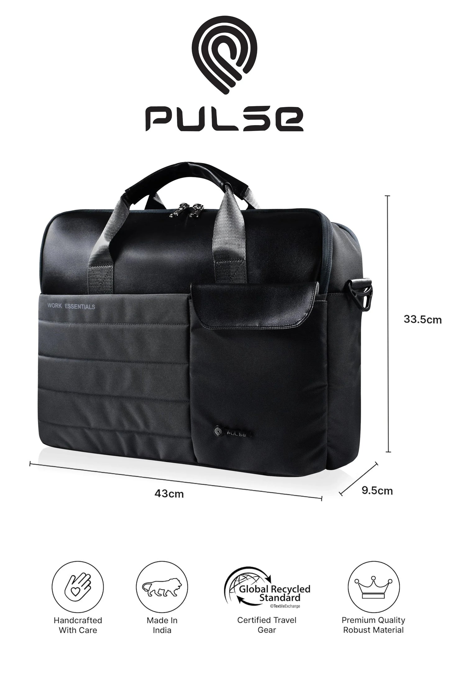 pulse 16 inch laptop messenger bag for men – water resistant office shoulder bag with dedicated laptop compartment - pulse  bags