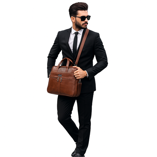 Premium Leather Office File Bag – Tan Brown MN - 1014 - Pulse Bags