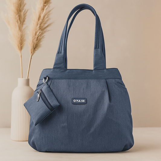 Pulse Stylish Blue Tote Bag with Pouch – Durable & Spacious MN - 7521 - Pulse Bags