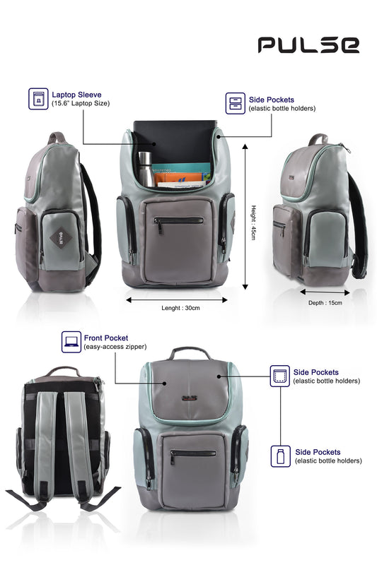Pulse Premium Laptop Backpack for Men & Women | 15.6 Inch Laptop Sleeve, Multi-Compartment College & Office Bag with Bottle Pocket & Padded Back Support