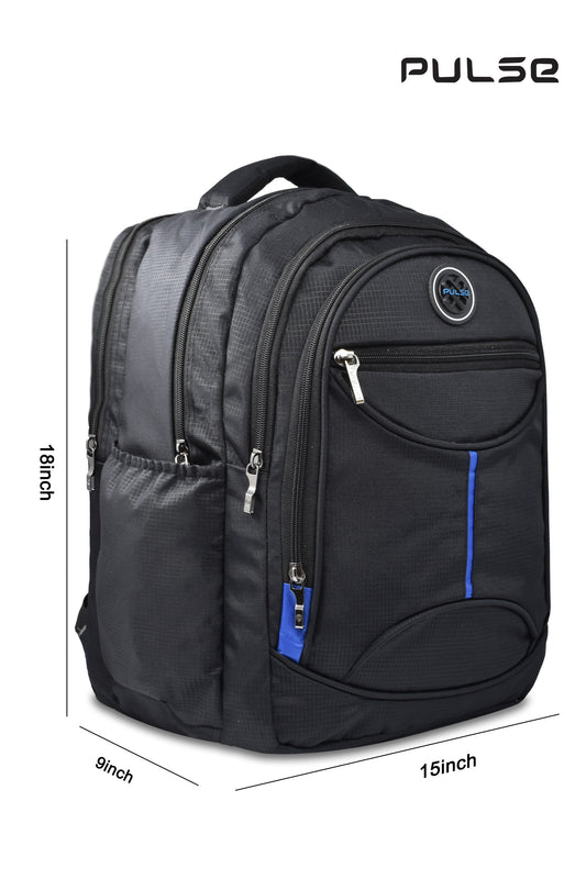 Pulse Laptop Backpack for Men & Women | 18 Inch College & Office Bag with Laptop Compartment, Multi-Compartments, Dual Zipper & Bottle Pocket