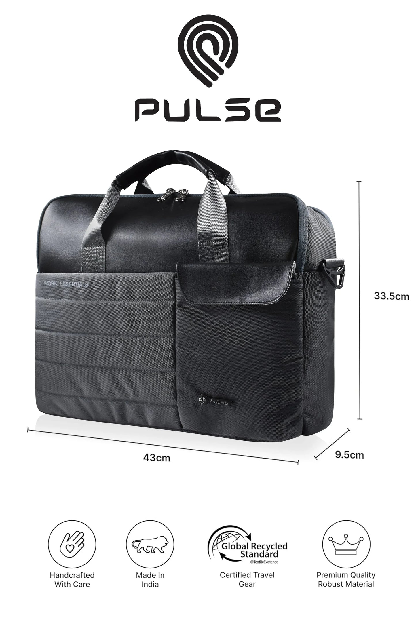 pulse 16 inch laptop messenger bag for men – water resistant office shoulder bag with dedicated laptop compartment - pulse  bags