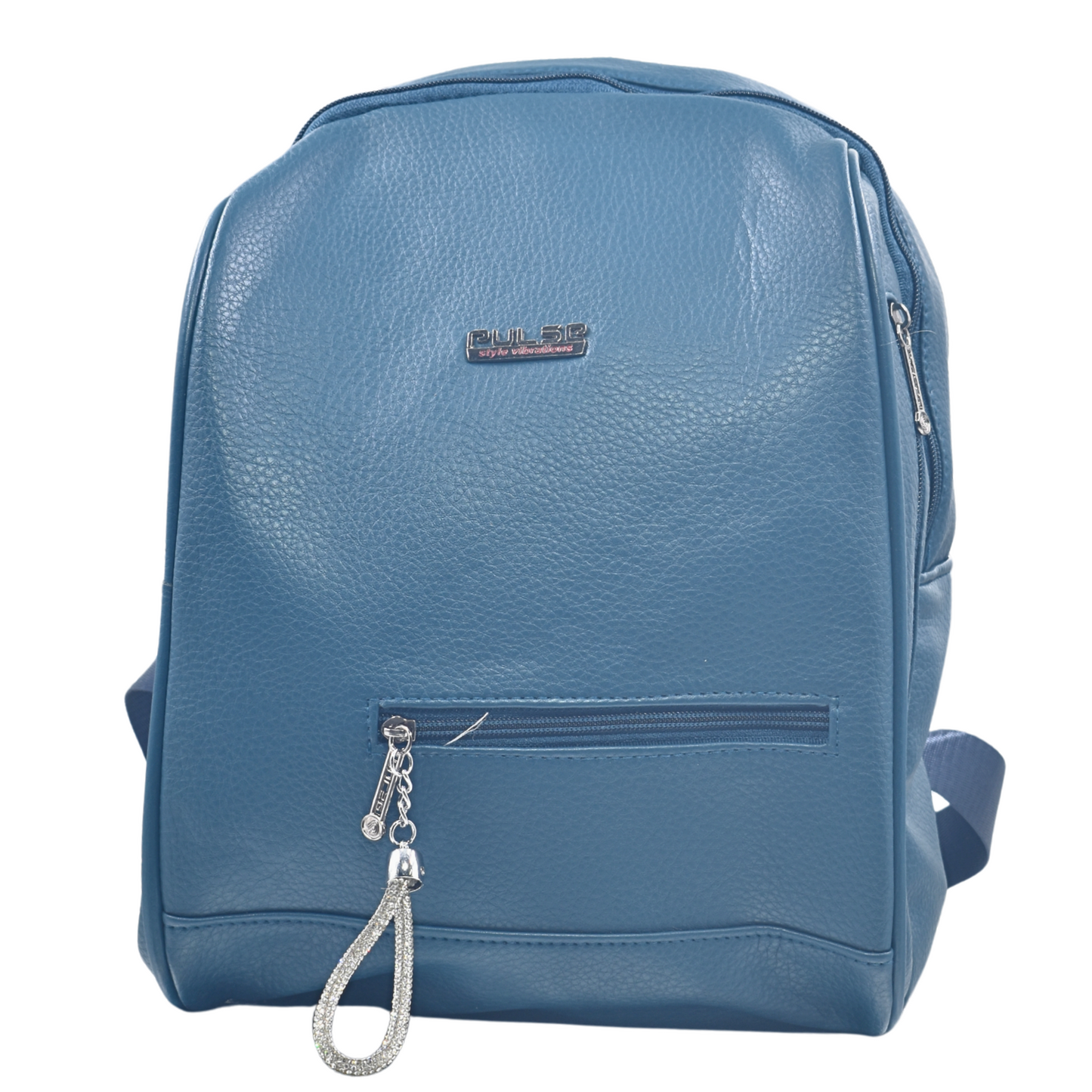 pulse blue leather women’s backpack | stylish casual & travel bag mn - 2478