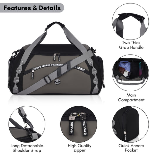 Pulse Large Travel Duffel Bag for Men & Women | 23 Inch Gym & Weekend Travel Bag with Detachable Shoulder Strap, Spacious Main Compartment & Quick Access Pockets
