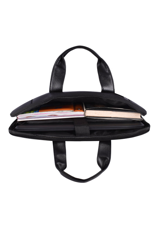 Pulse Premium Black Laptop Bag for Men – 16 Inch Business Messenger Briefcase with Adjustable Shoulder Strap, Trolley Sleeve & Laptop Compartment for Office & Travel
