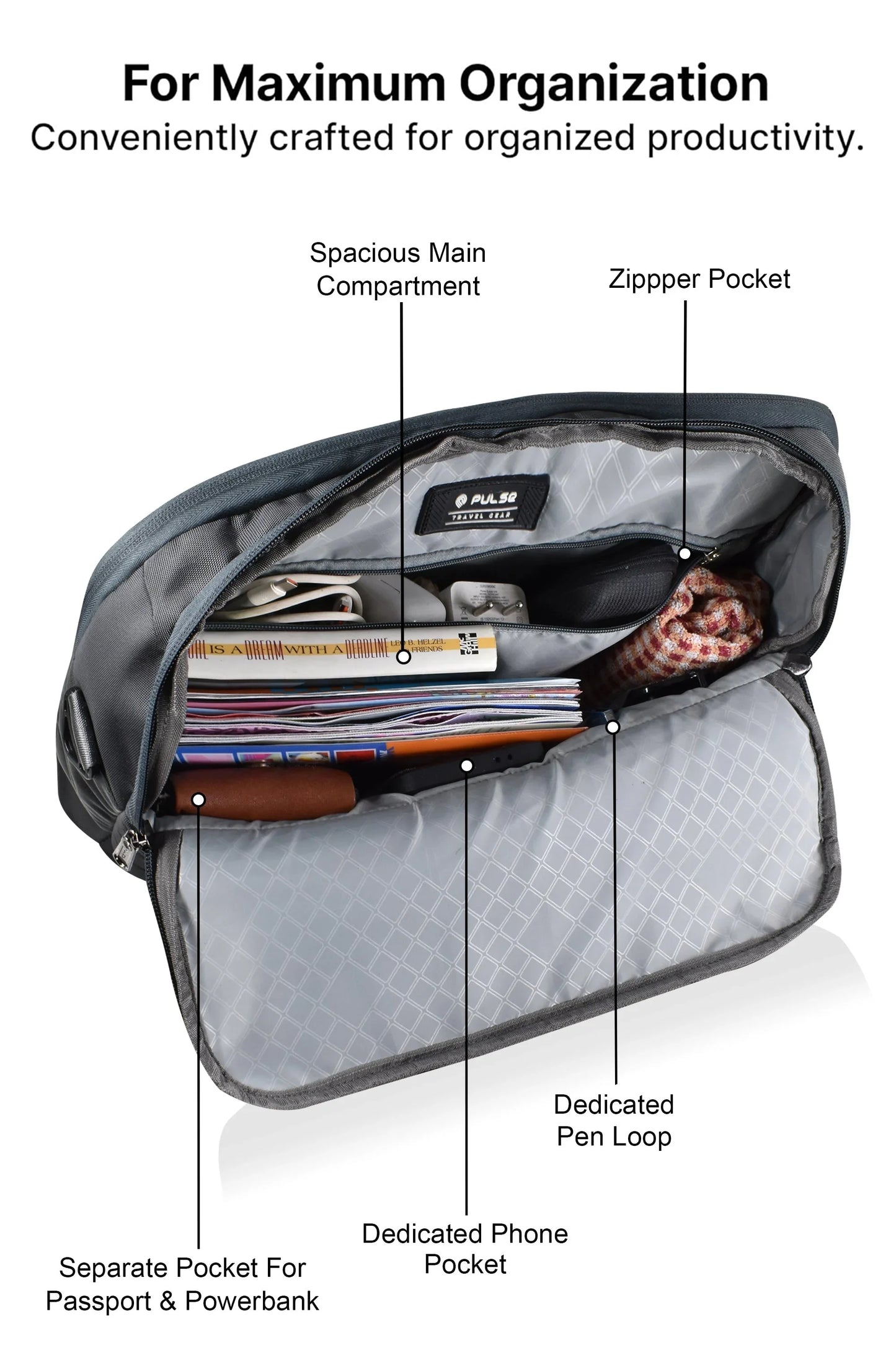 pulse 16 inch laptop messenger bag for men – water resistant office shoulder bag with dedicated laptop compartment - pulse  bags