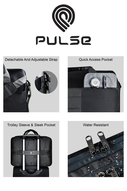Pulse 16 Inch Laptop Messenger Bag for Men – Water Resistant Office Shoulder Bag with Dedicated Laptop Compartment - PULSE  BAGS