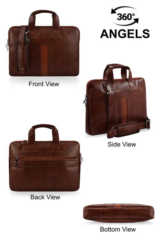 Pulse Premium Black Laptop Bag for Men – 16 Inch Business Messenger Briefcase with Adjustable Shoulder Strap, Trolley Sleeve & Laptop Compartment for Office & Travel