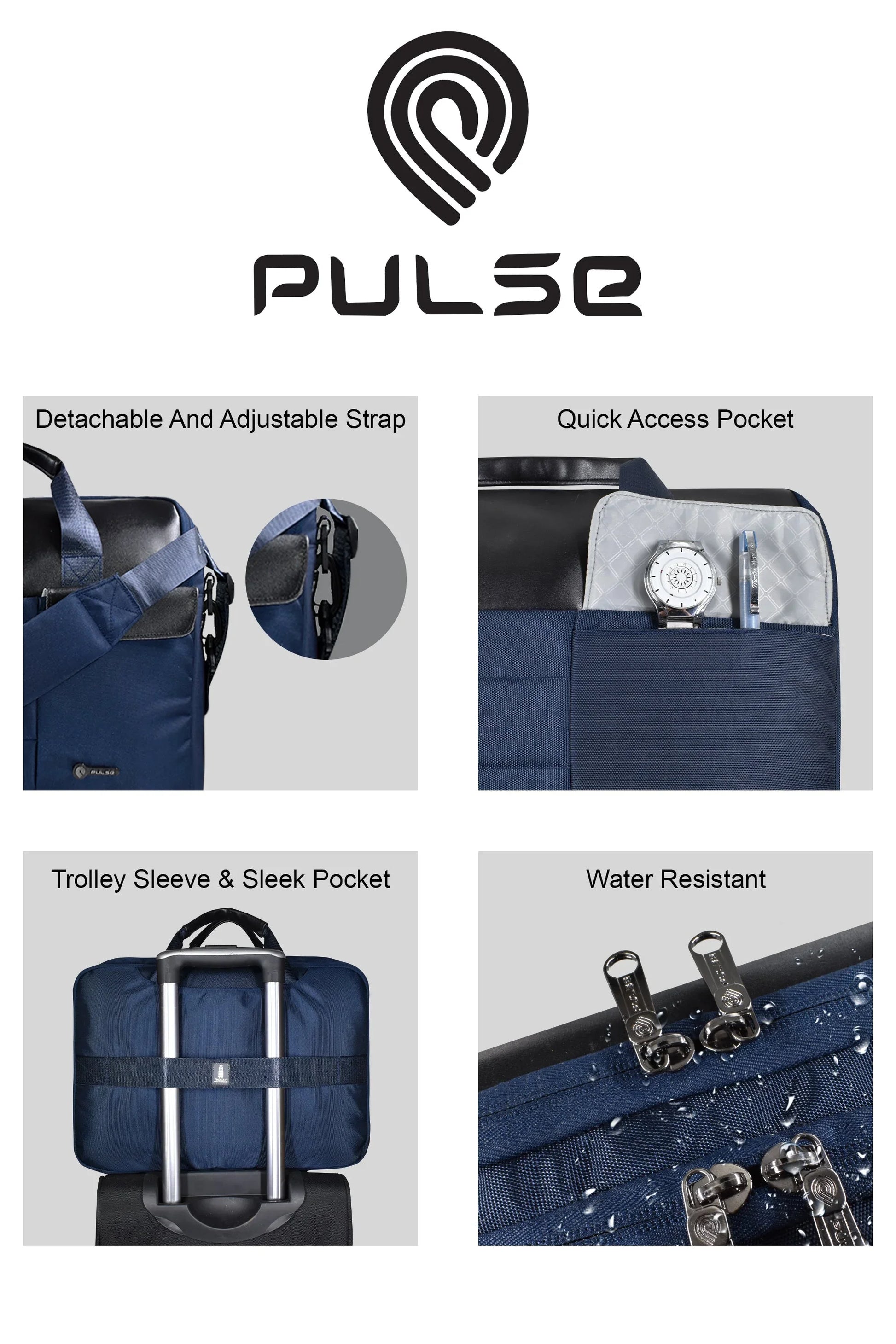 Pulse 16 Inch Laptop Messenger Bag for Men – Water Resistant Office Shoulder Bag with Dedicated Laptop Compartment - PULSE  BAGS