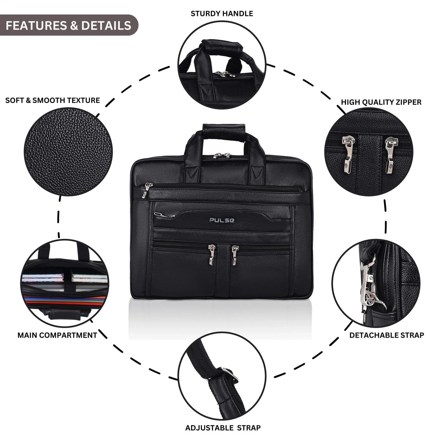 pulse executive business briefcase for men - pulse  bags