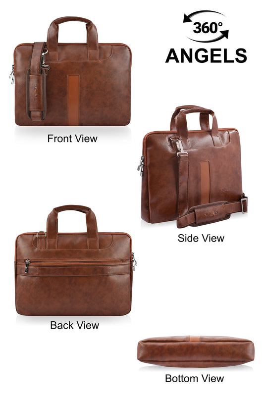 Pulse Premium Black Laptop Bag for Men – 16 Inch Business Messenger Briefcase with Adjustable Shoulder Strap, Trolley Sleeve & Laptop Compartment for Office & Travel