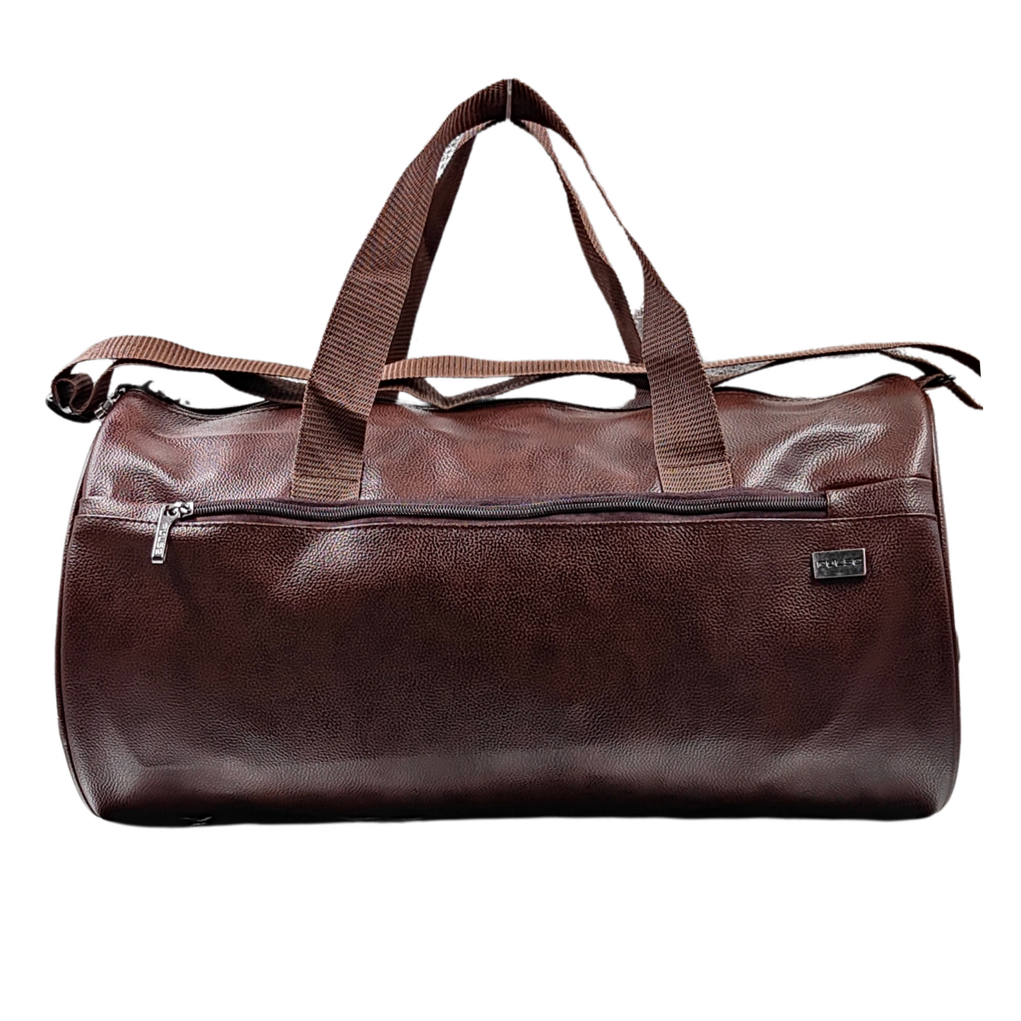 pulse leather gym & travel duffel bag | stylish sports & fitness bag (tan, brown, black) mn - 0079
