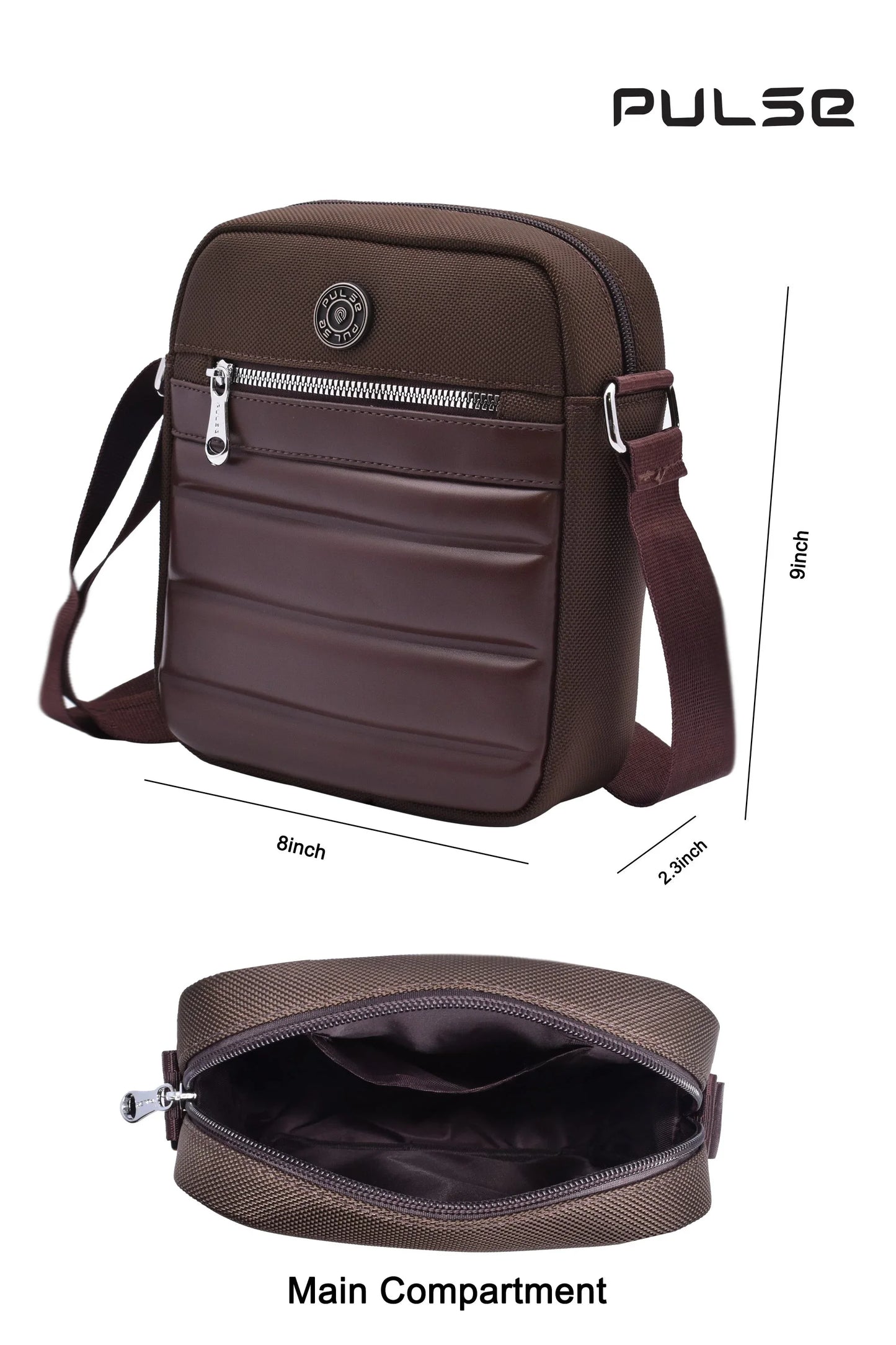 pulse men's sling bag | water-resistant crossbody shoulder bag for men | small travel messenger bag with adjustable strap & multiple compartments m-807 - pulse  bags