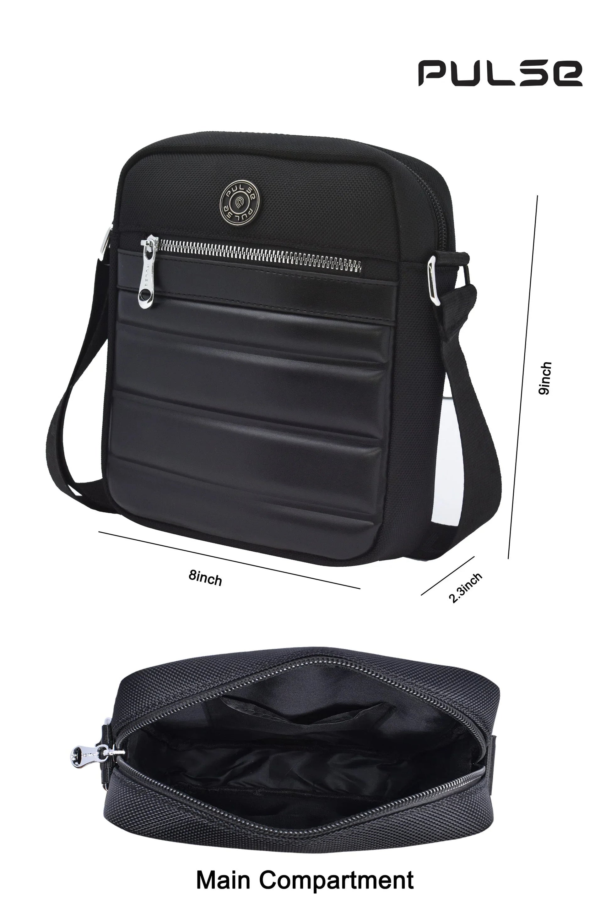 PULSE Men's Sling Bag | Water-Resistant Crossbody Shoulder Bag for Men | Small Travel Messenger Bag with Adjustable Strap & Multiple Compartments M-807 - PULSE  BAGS
