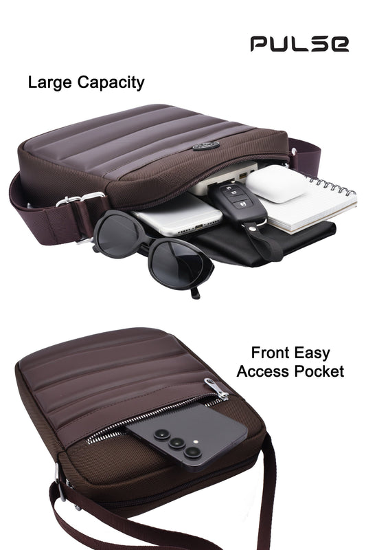 PULSE Men's Sling Bag | Water-Resistant Crossbody Shoulder Bag for Men | Small Travel Messenger Bag with Adjustable Strap & Multiple Compartments M-807