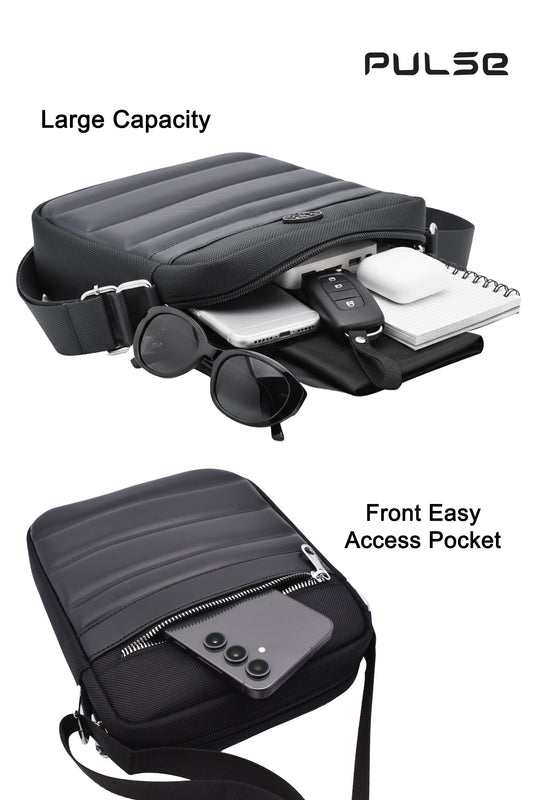 PULSE Men's Sling Bag | Water-Resistant Crossbody Shoulder Bag for Men | Small Travel Messenger Bag with Adjustable Strap & Multiple Compartments M-807