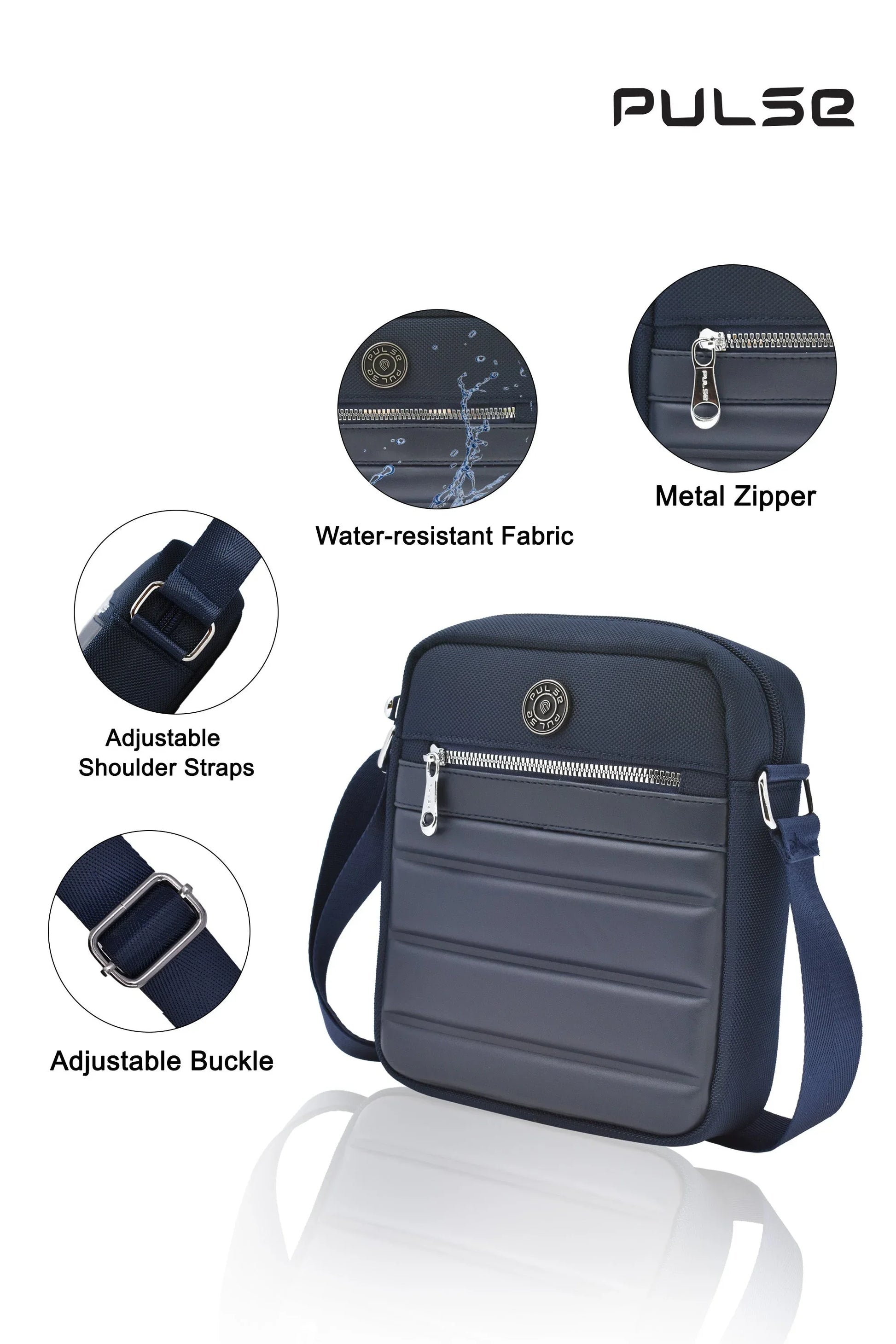 PULSE Men's Sling Bag | Water-Resistant Crossbody Shoulder Bag for Men | Small Travel Messenger Bag with Adjustable Strap & Multiple Compartments M-807 - PULSE  BAGS