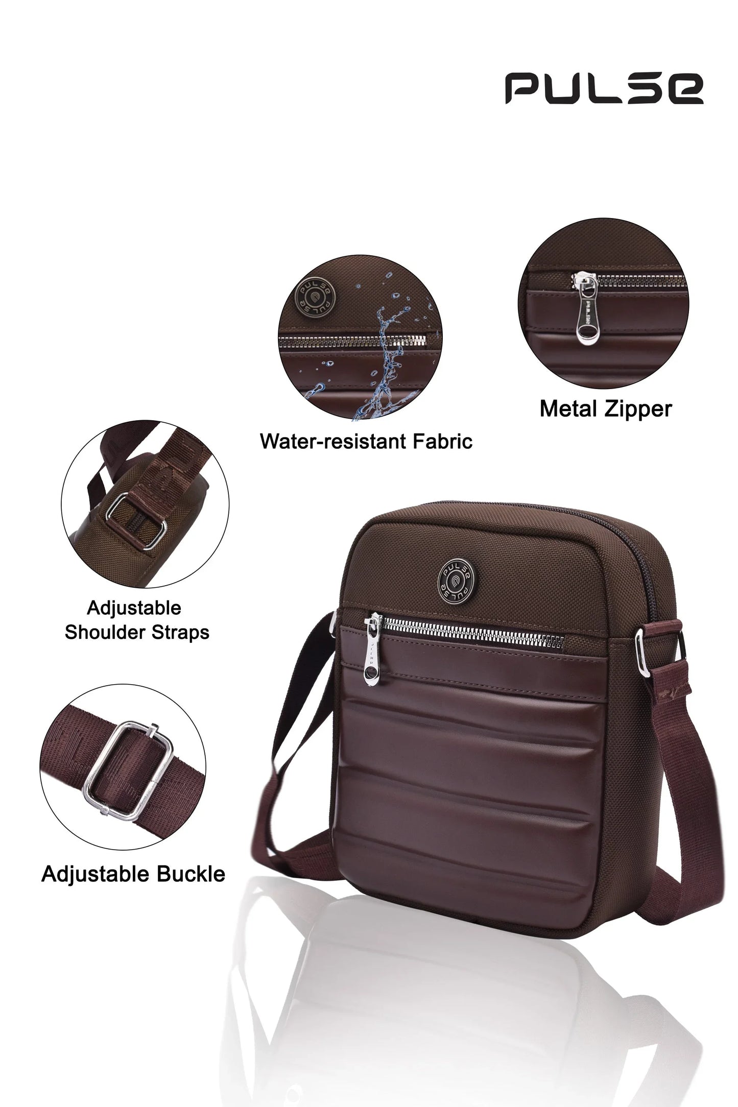 pulse men's sling bag | water-resistant crossbody shoulder bag for men | small travel messenger bag with adjustable strap & multiple compartments m-807 - pulse  bags
