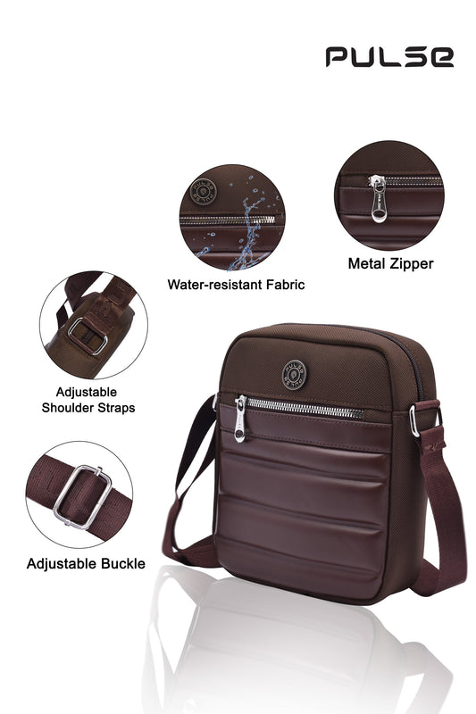 PULSE Men's Sling Bag | Water-Resistant Crossbody Shoulder Bag for Men | Small Travel Messenger Bag with Adjustable Strap & Multiple Compartments M-807