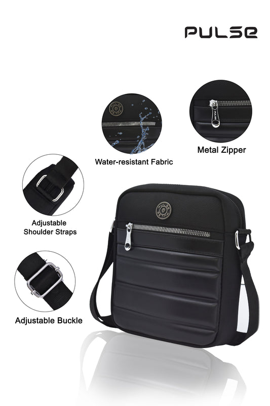 PULSE Men's Sling Bag | Water-Resistant Crossbody Shoulder Bag for Men | Small Travel Messenger Bag with Adjustable Strap & Multiple Compartments M-807