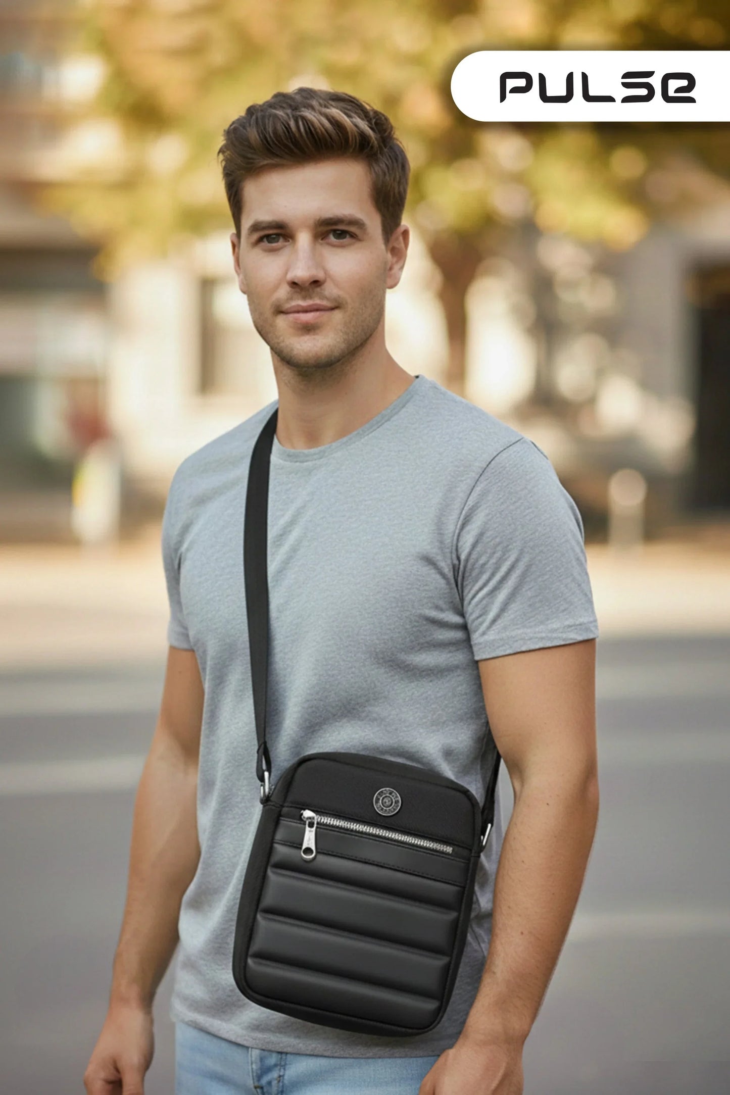 pulse men's sling bag | water-resistant crossbody shoulder bag for men | small travel messenger bag with adjustable strap & multiple compartments m-807 - pulse  bags
