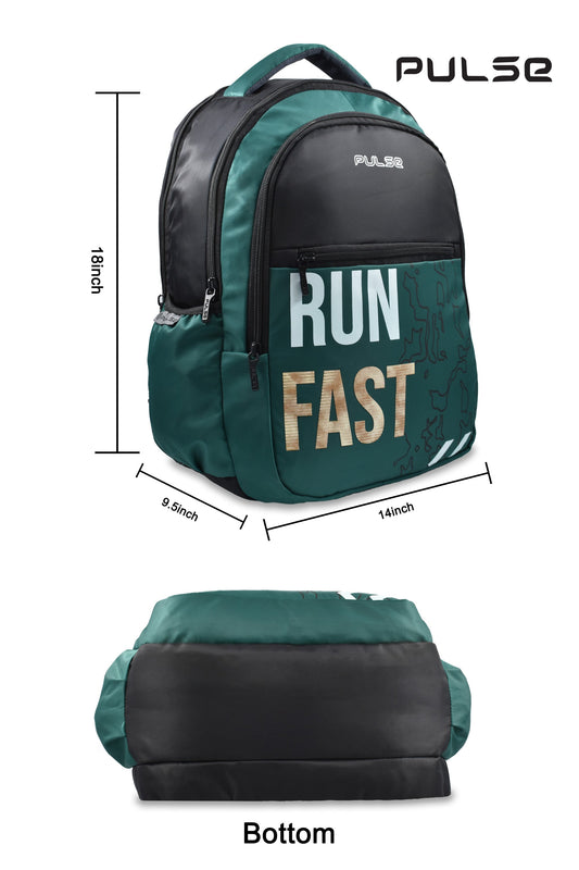 Pulse Water Resistant Backpack for Men & Women | 18 Inch Laptop & Travel Backpack | Lightweight College, School & Office Bag with Dual Zipper & Multiple Compartments