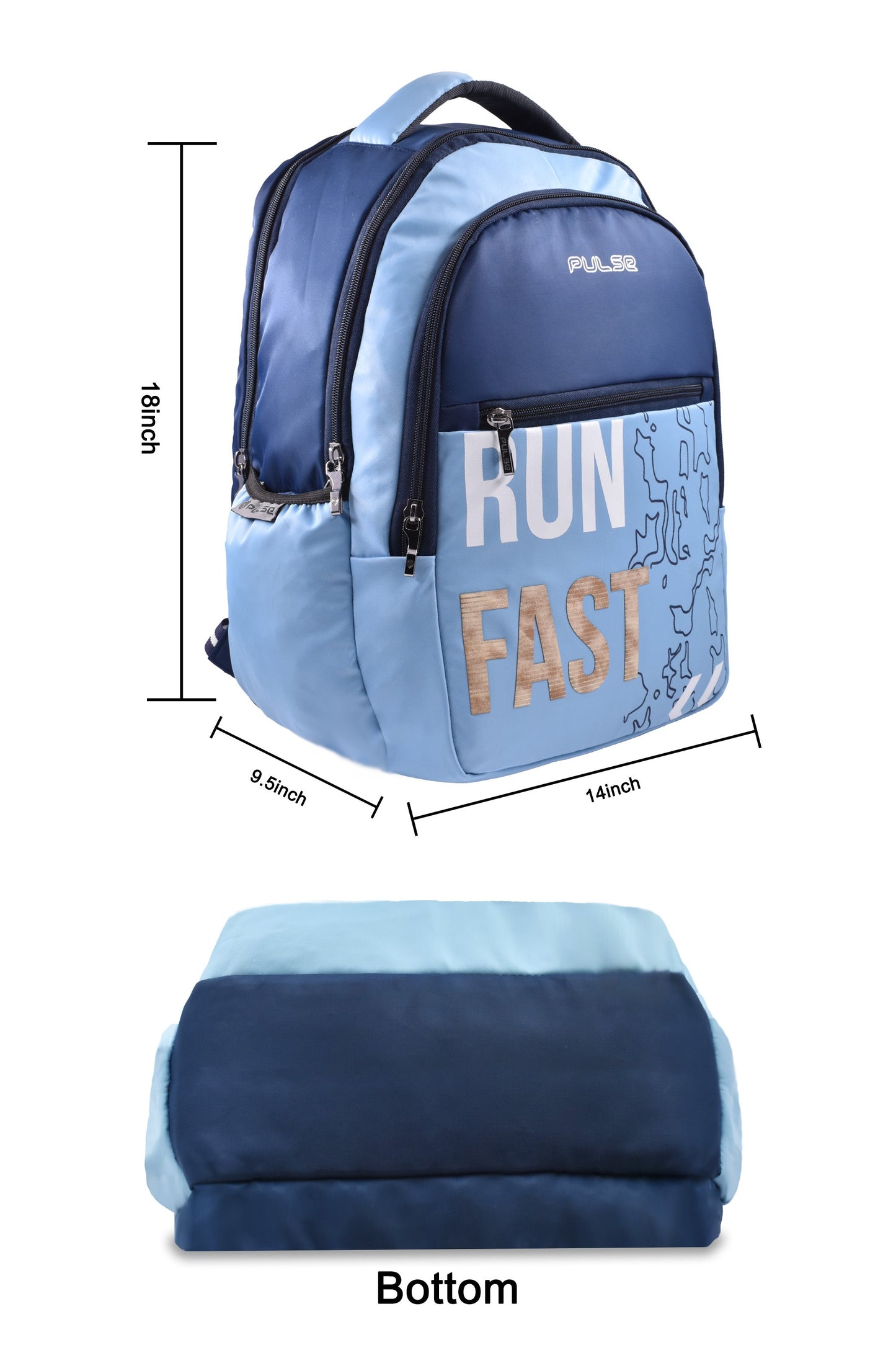 pulse water resistant laptop backpack for men & women | 18 inch lightweight travel bag with dual zipper & multiple compartments