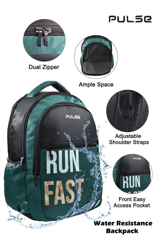Pulse Water Resistant Backpack for Men & Women | 18 Inch Laptop & Travel Backpack | Lightweight College, School & Office Bag with Dual Zipper & Multiple Compartments