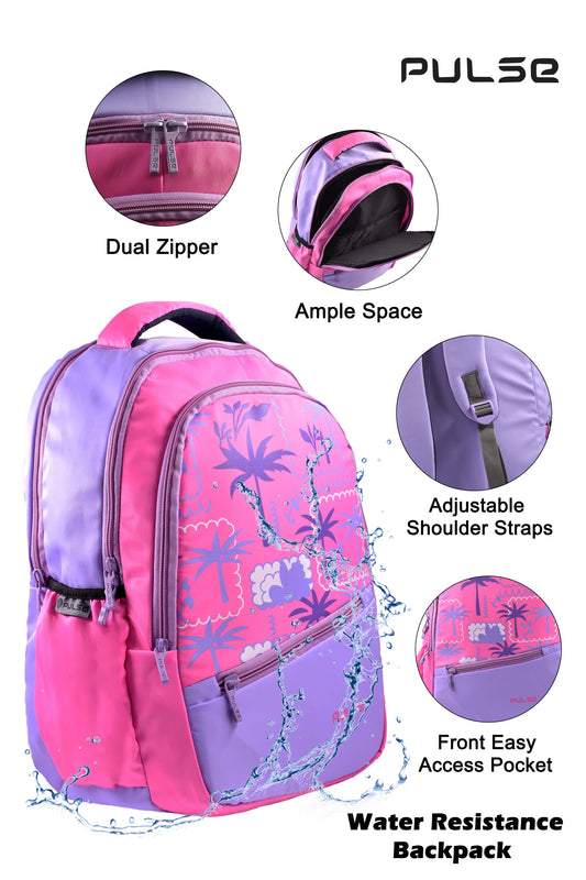 Pulse 18 Inch Water Resistant School Backpack | Kids School Bag with Dual Zipper, Bottle Pocket & Adjustable Straps | Lightweight Travel & Tuition Backpack